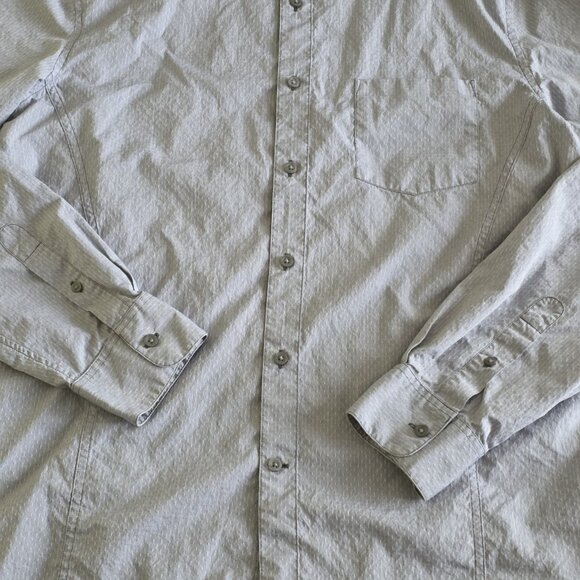 John Varvatos Shirt Mens L Gray Birds Eye LS Button Roll Up Tab Casual Preppy - Picture 10 of 16